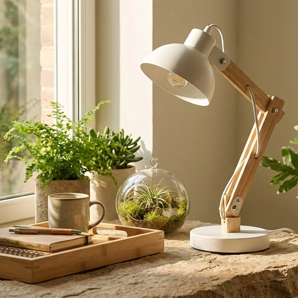 lampara flexo led madera natural ecologica masnormal