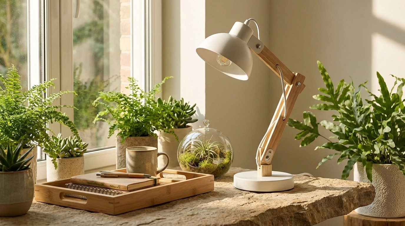 lampara flexo led madera natural ecologica masnormal